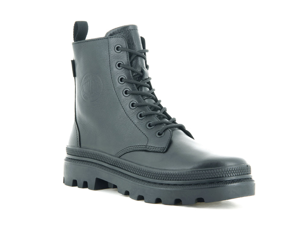 Botas De Invierno Palladium PALLATROOPER OFF LEATHER Mujer Negras | Costa Rica-51248